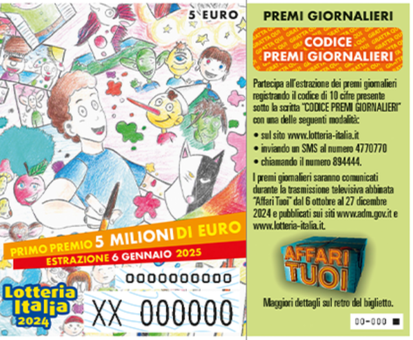 Un biglietto della Lotteria Italia 2024.25