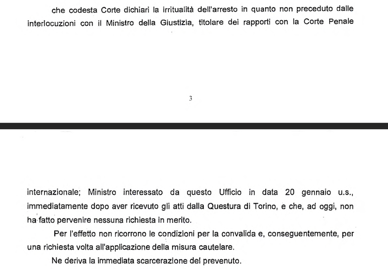 Ordinanza di scarcerazione almasri