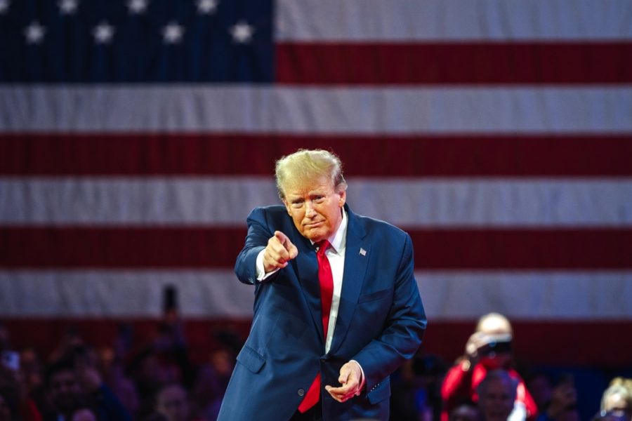 Musk e Trump, da amici a nemici. Ed Elon accusa: "Il Presidente cliente di Epstein" 2 Donald Trump punta l'indice verso l'obiettivo, con alle spalle Una bandiera a stelle e strisce