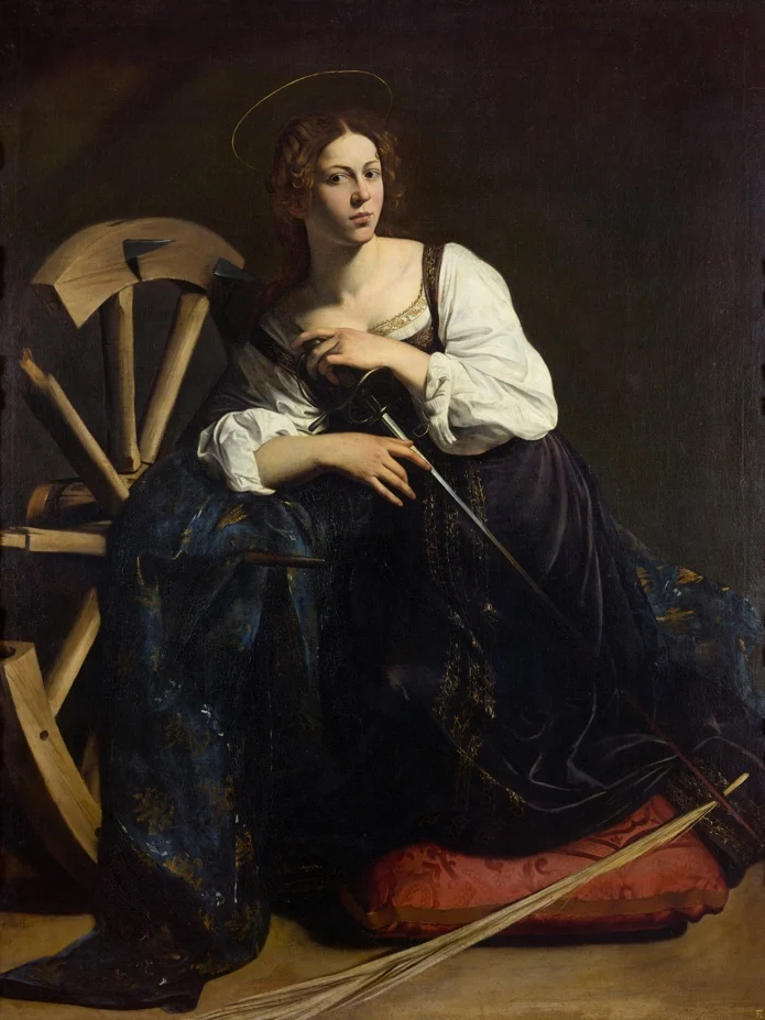 "L'estasi di Santa Caterina", proveniente dal museo Thyssen Bornemisza di Madrid. Per quest'opera Caravaggio utilizzò la stessa modella di altre sue due opere, "Giuditta che taglia la testa a Oloferne" di Palazzo Barberini e "Maria Maddalena", proveniente da Detroit.