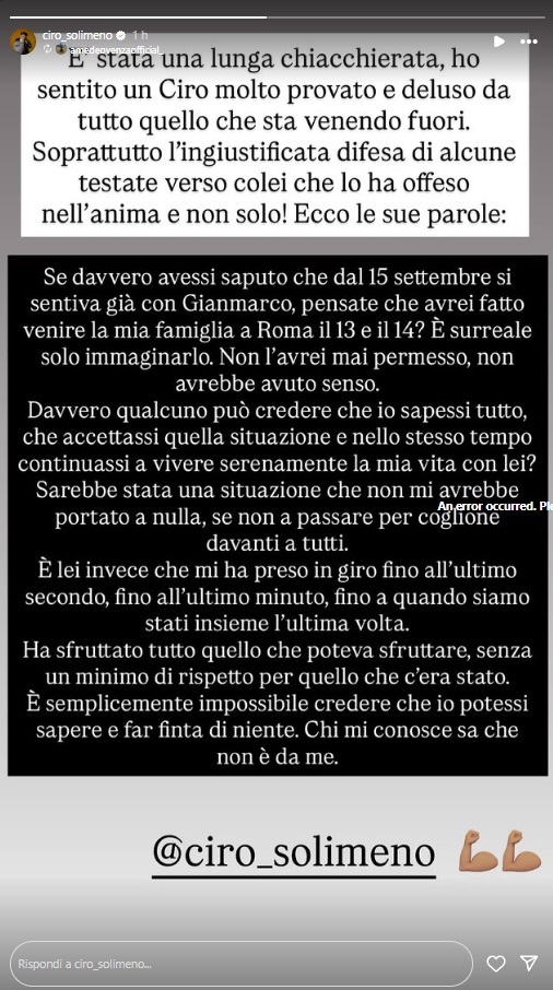 Il messaggio di Ciro Solimeno.