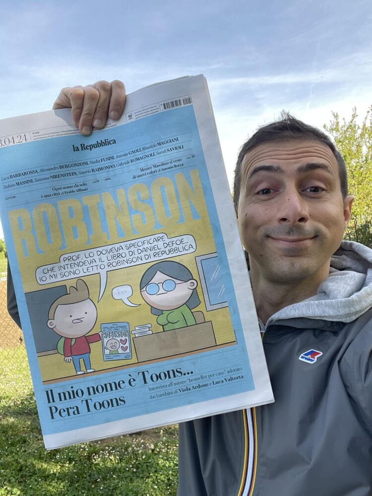 Pera Toons debutta in tv: «Mi sento Superman, ma resto Clark Kent» 2 Alessandro Perugini, in arte Pera Toons, ha 43 anni. È diventato una vera e propria star del web e dell'editoria grazie ai suoi fumetti e alle sue clip animate virali.